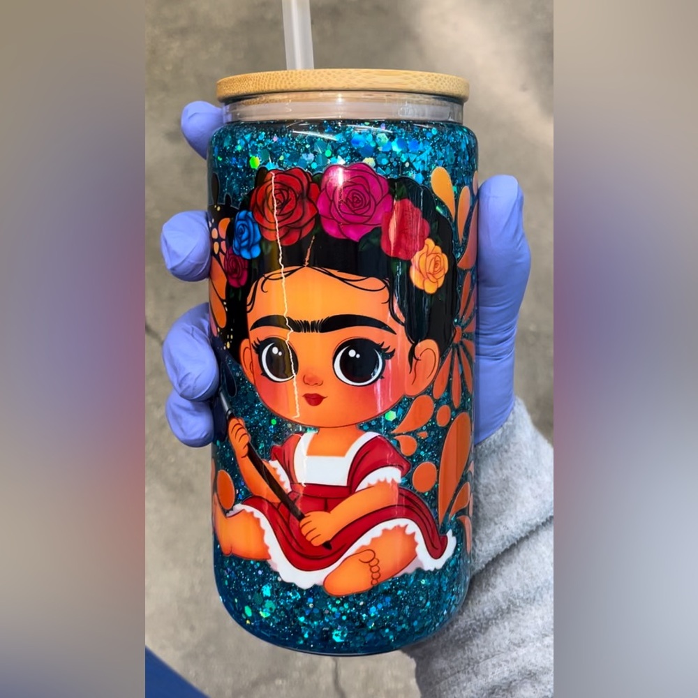 Frida Kahlo 16 ounce glass